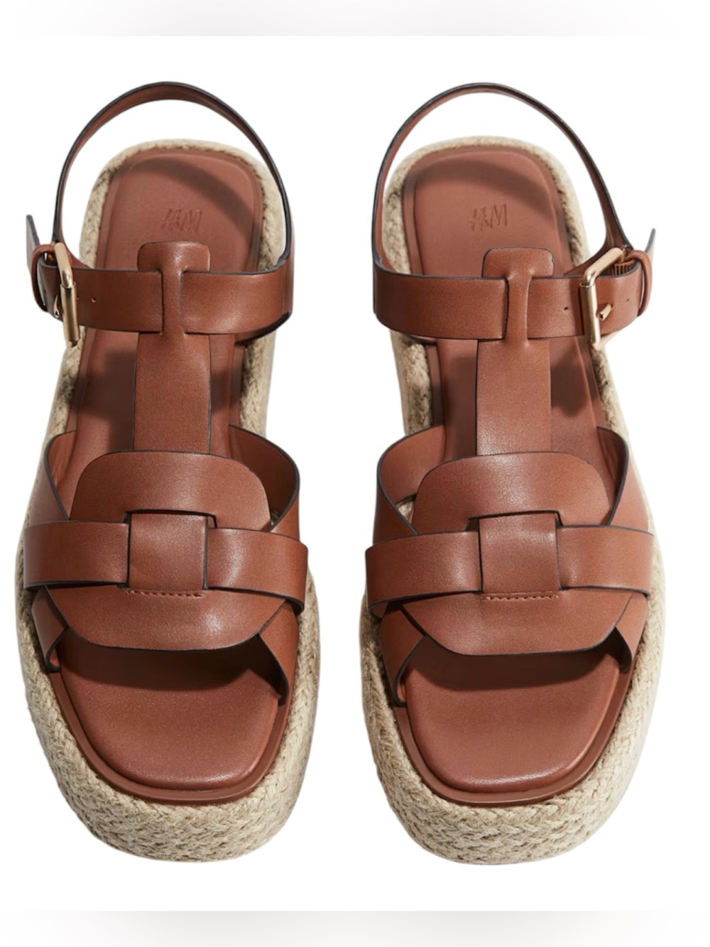 H&M Brown Espadrille Platform Sandals Size 40 US 9 Orig $48 Coastal